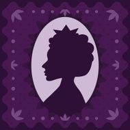 Queen silhouette violet vector vintage background