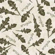 Seamless pattern with arugula Hand-drawn floral background Monochrome vector illustration