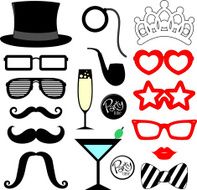 party photo booth props vector N2