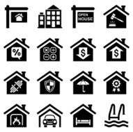 real estate icon set black II