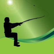 Vector silhouette of a man who fishes N14