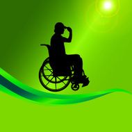 Vector silhouette of a man in wheelchair N9