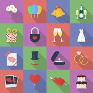 Set of wedding icons Flat style