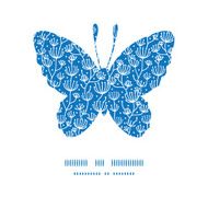 Vector blue white lineart plants butterfly silhouette pattern frame