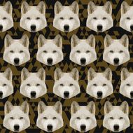 Abstract polygonal geometric triangle white wolf seamless pattern background