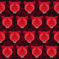 Abstract polygonal geometric triangle bright red colored lion seamless pattern N2