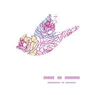 Vector colorful line art flowers bird silhouette pattern frame