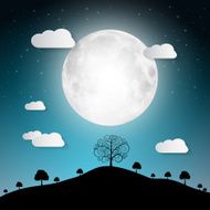 Full Landscape with Moon Illustration