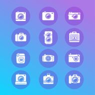 Vector photo camera retro and new icon set