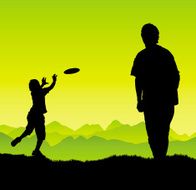 Man and boy play frisbee N2