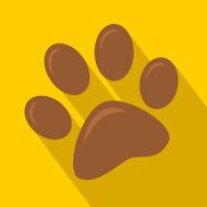 Brown Paw Print Flat Design With Yellow Background