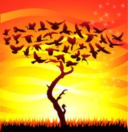 Birds Tree at Sunrise