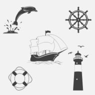 Set of vintage patterns on nautical theme N2