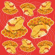 Feng Shui talisman Money Frog Seamless background pattern