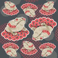 Feng Shui talisman Money Frog Seamless background pattern N2