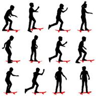Set of skateboarders silhouette