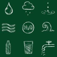 Vector Set of Chalk Water Icons N2