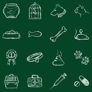 Vector Set of Chalk Pets Icons N2