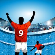 Player with outstretched arms