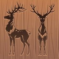 Deers on wood background