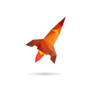 Space rocket launching abstract isolated on a white backgrounds