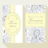 Business card set with outline ladybug and daisy N2