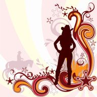 Cowgirl Silhouette with Flourishes