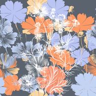 Floral seamless wallpaper pattern with blue flowers N2