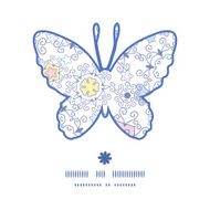 Vector ornamental abstract swirls butterfly silhouette pattern frame