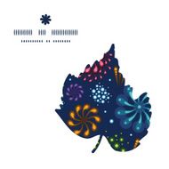 Vector holiday fireworks leaf silhouette pattern frame