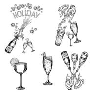 collection of bottles and glasses