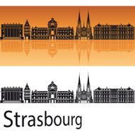 Strasbourg skyline in orange background