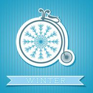 Card Design With Bicycle Winter Concept