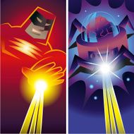 Superhero fights a monster Vector illustration