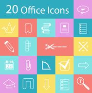Set of flat modern office icons (Vector)