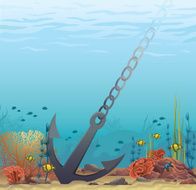 Anchor and coral reef Underwater vector