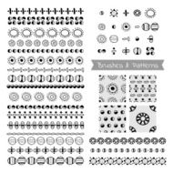 Set of decorative elements vector brushes borders patterns N2