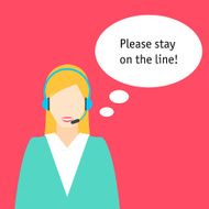 conceptual illustration with avatar of woman in call center