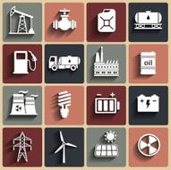 Energy electricity power icon set with shadows