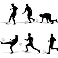 Set silhouettes of soccer players