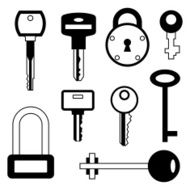 Locks and keys icons set in flat style N2