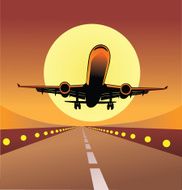 Jet Liner Taking off at Sunset