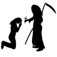 Vector silhouette of a woman with the Grim Reaper N10