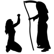 Vector silhouette of a woman with the Grim Reaper N11