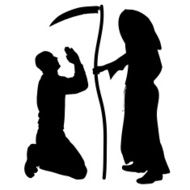 Vector silhouette of a man with the Grim Reaper N7