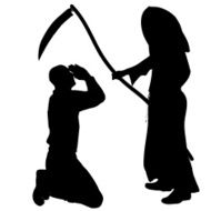 Vector silhouette of a man with the Grim Reaper N8