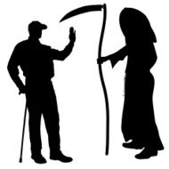 Vector silhouette of a man with the Grim Reaper N9