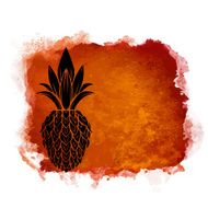 Watercolor square paint stain and pineapple