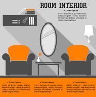 Living room interior in flat style