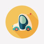 Retro car flat round icon with long shadows N2